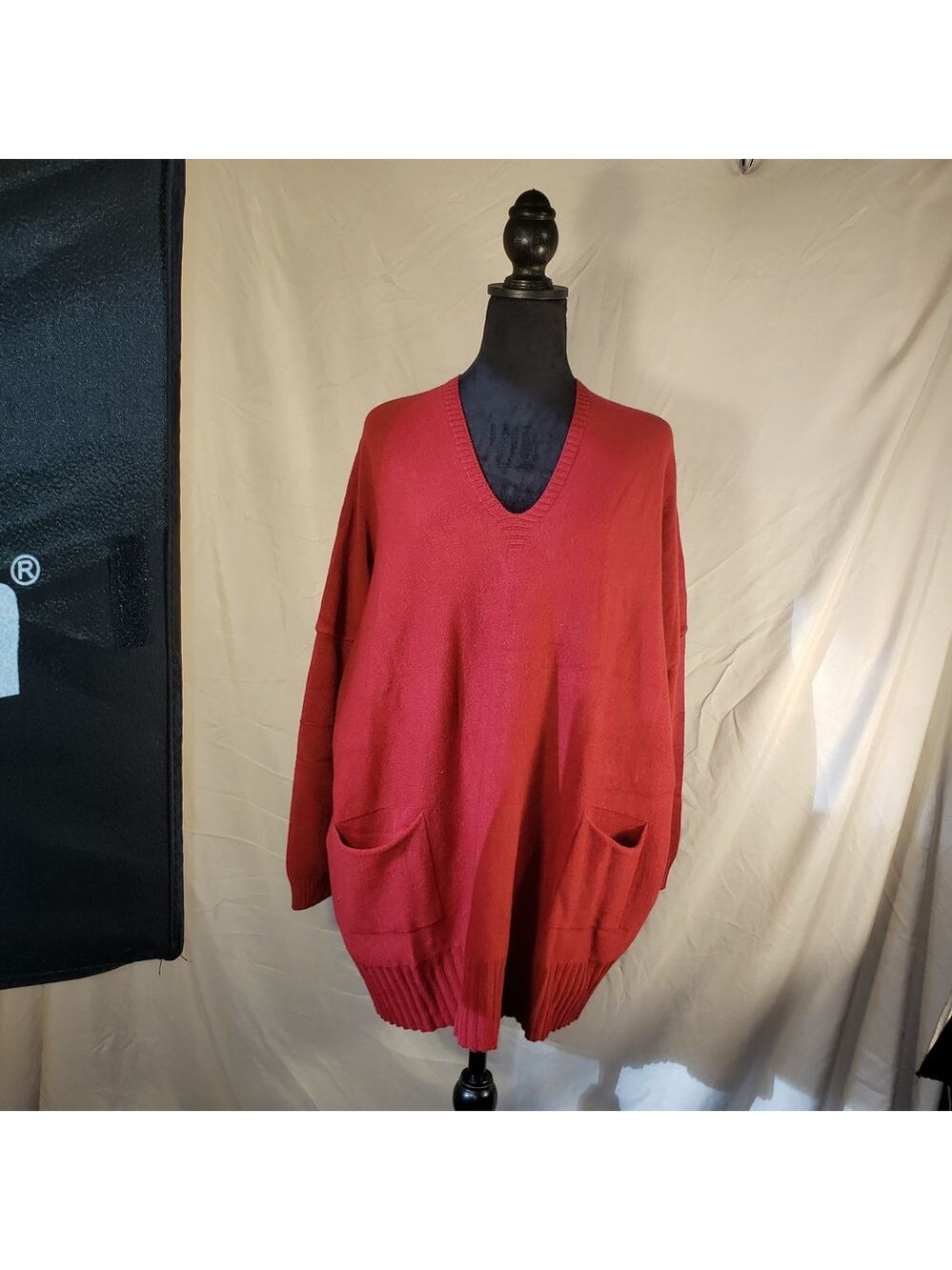 Women's V-Neck Red Sweater - Picture 1 of 5
